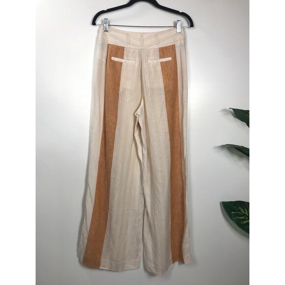 Ett:twa Anthropologie Linen Wide Leg Stripe Pants Women's 0 Airy Everyday Beachy - Picture 6 of 10